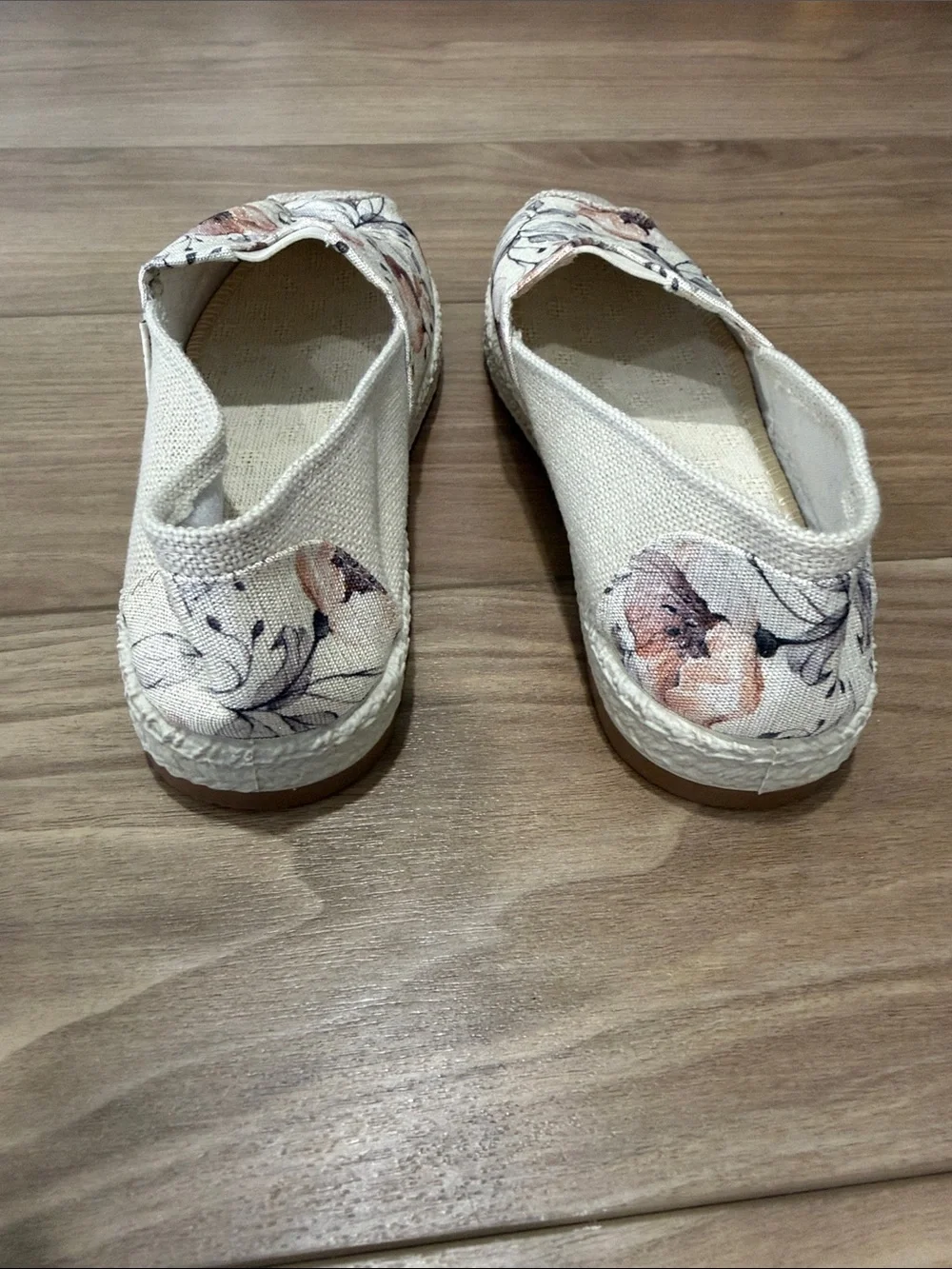 Floral Canvas Slip-On Espadrilles in Cream and Blush